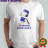 Snoopy in a Toronto Blue Jays baseball logo shirt