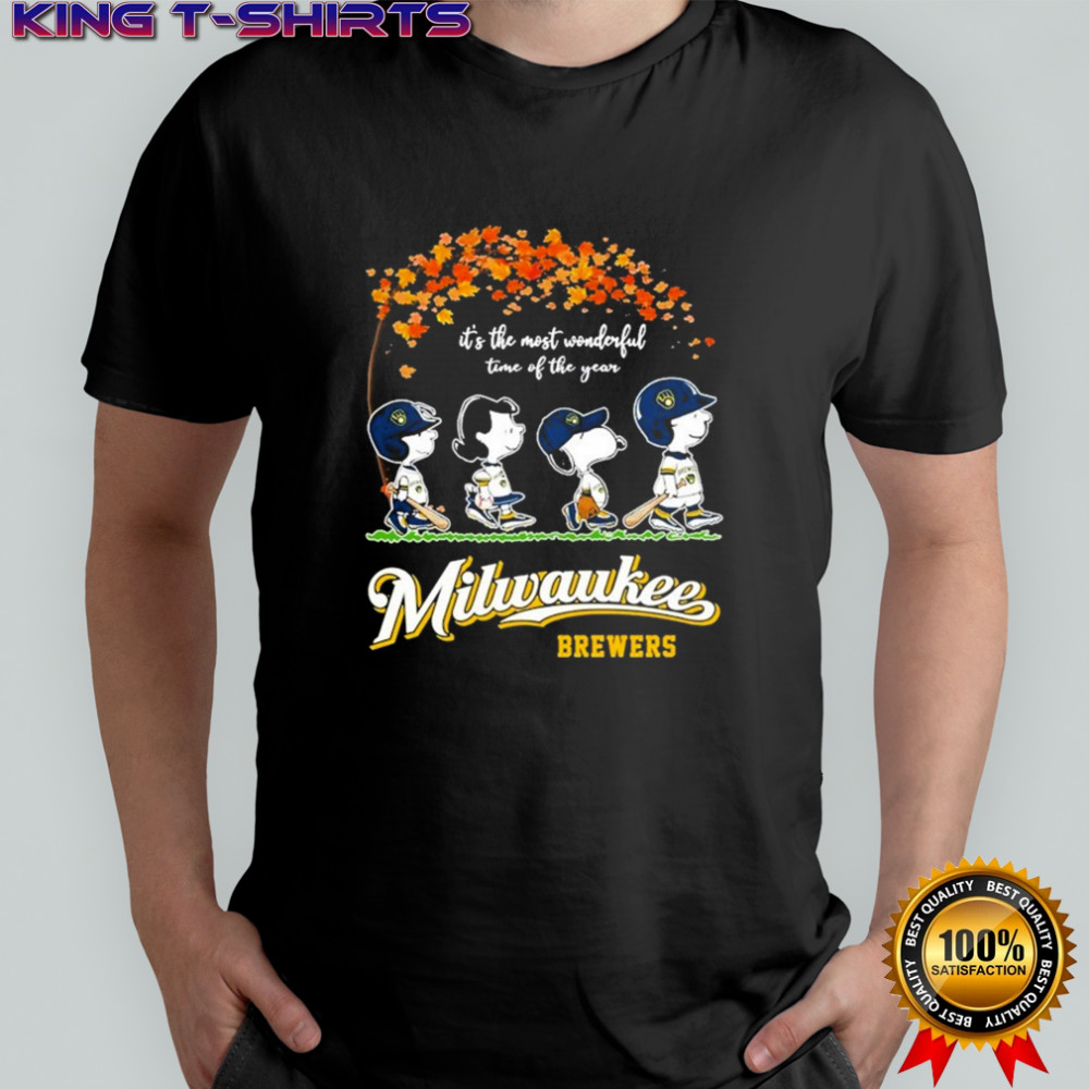 Snoopy The Peanuts Milwaukee Brewers It’s The Most Wonderful Time Of The Year Walking T-shirt