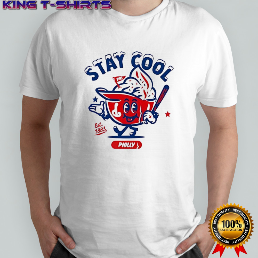 Stay Cool Philly Baseball Mascot Est. 1883 With Bat And Flag shirt Stay Cool Philly Baseball Mascot Est. 1883 With Bat And Flag shirt