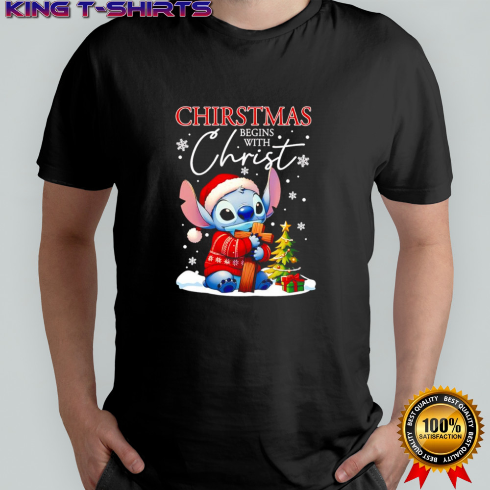 Stitch Christmas begins with Christ shirt
