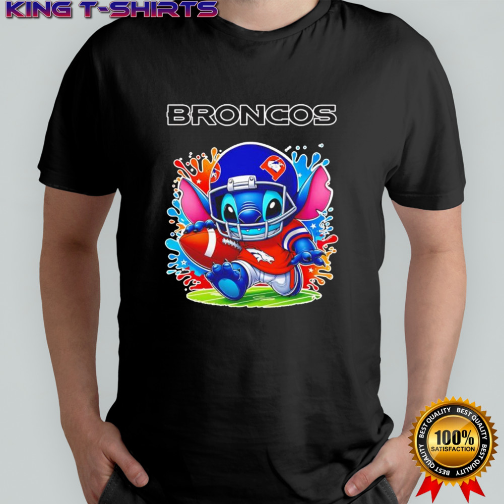 Stitch X Denver Broncos football colorful graphic shirt