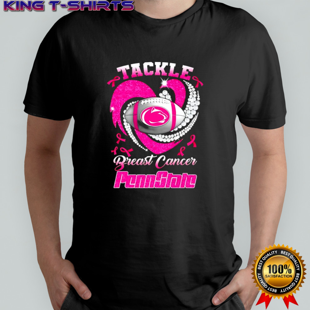 Tackle breast cancer Penn State Nittany Lions football heart pink ribbon shirt