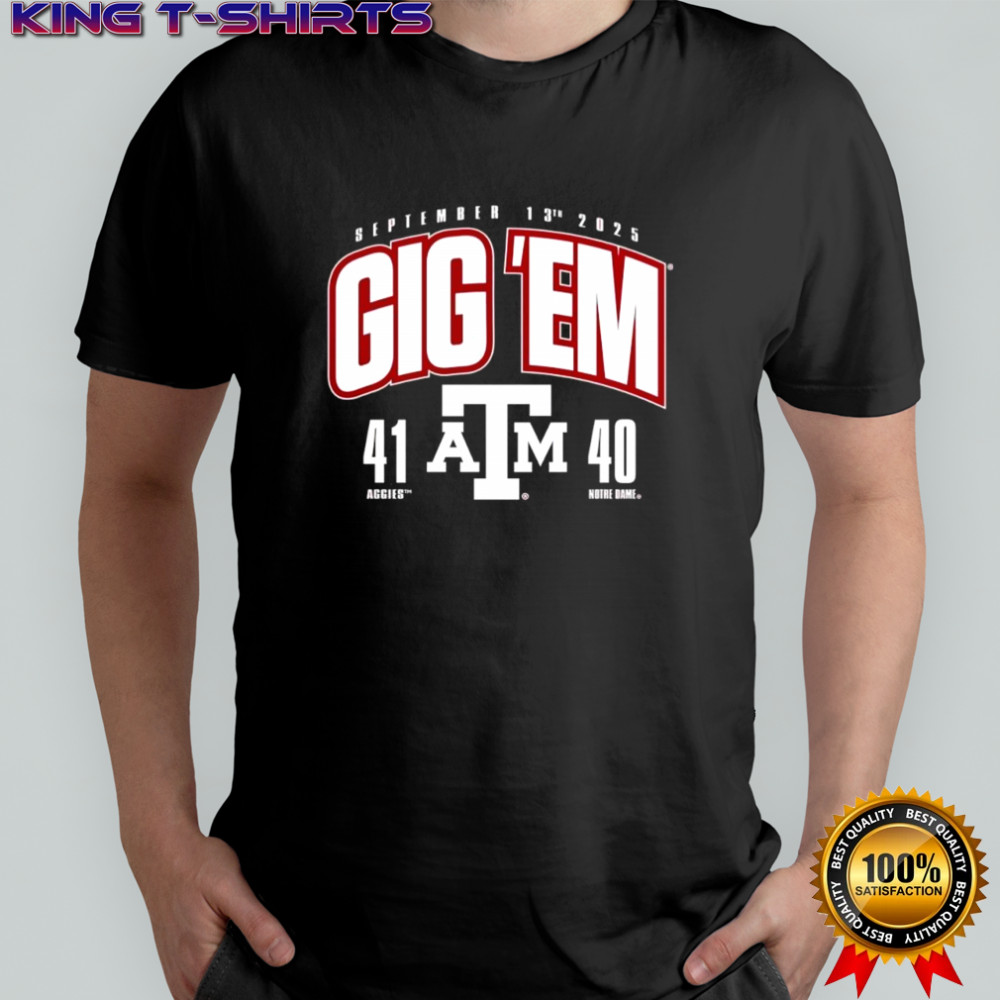 Texas A&M Aggies vs. Notre Dame Fighting Irish 2025 Score shirt