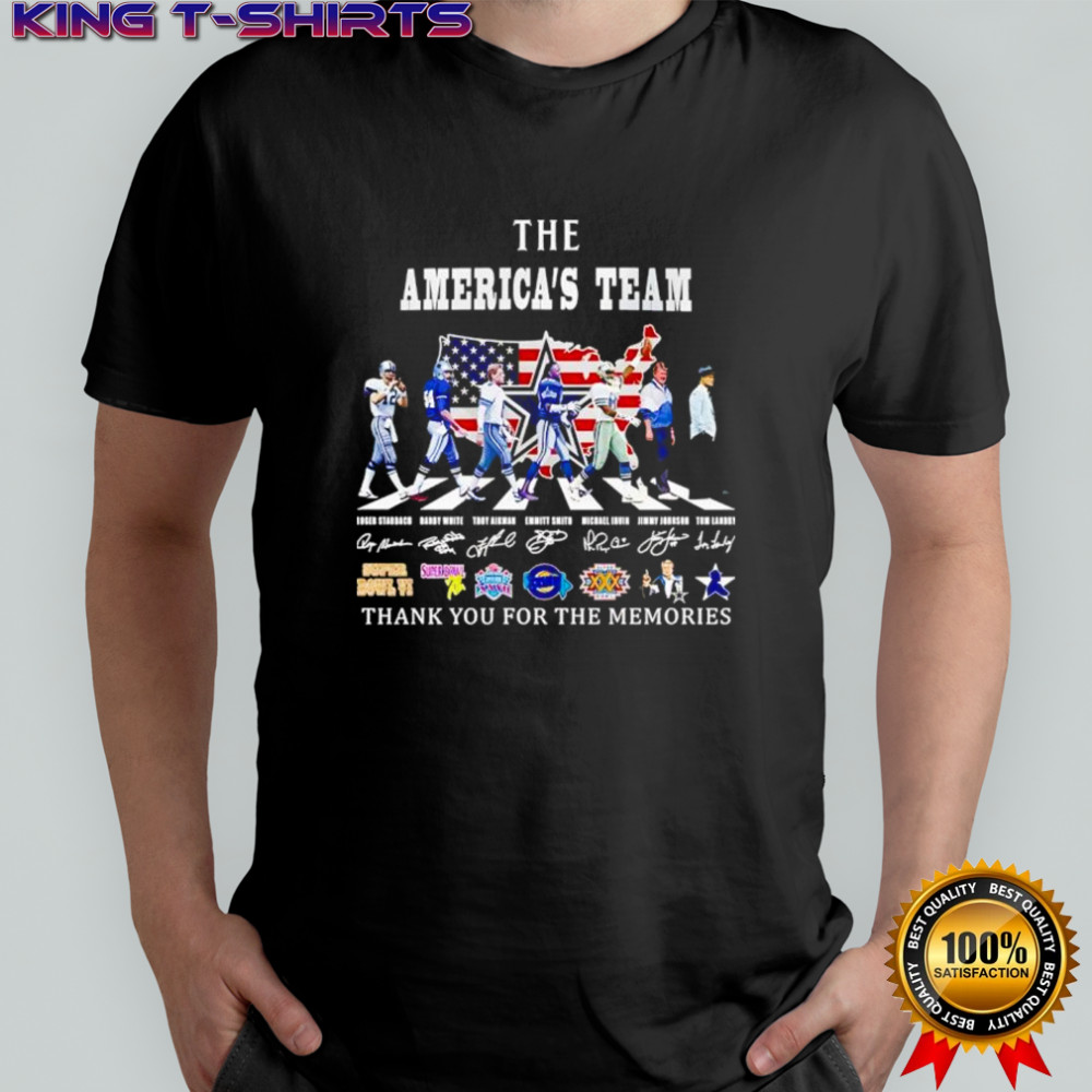 The America’s team Dallas Cowboy walking across thank you for the memories signatures shirt