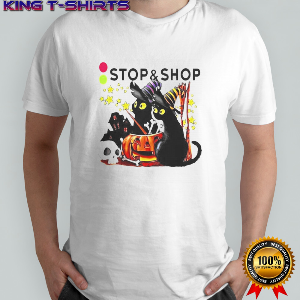The Stop And Supermarket Black Cat Witch Pumpkin Haunted House Halloween T-Shirt