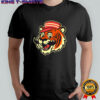 Tiger Face Mustache Red Striped Hat Cartoon shirt