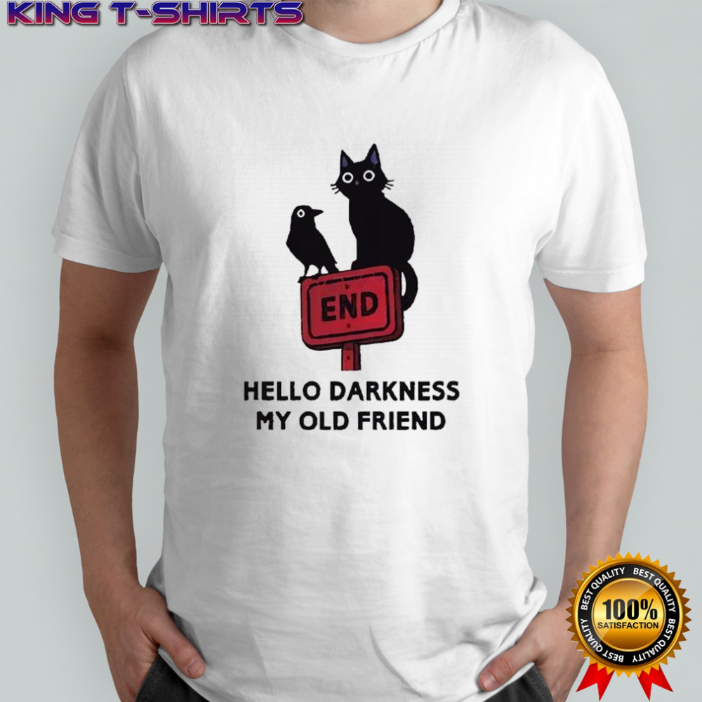 Tokyo tiger black cat and crow washed hello darrkness my old friend end shirt