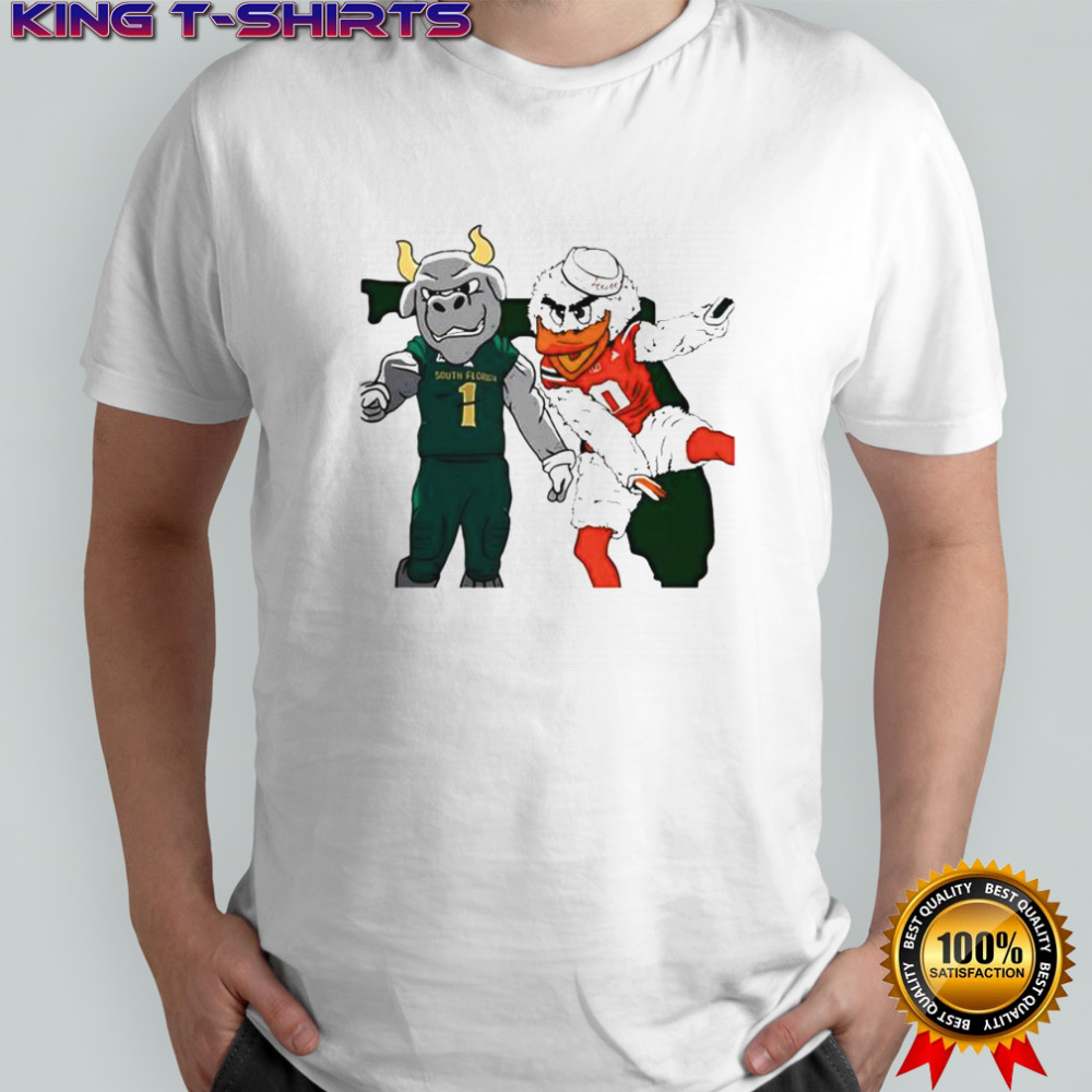 Top South Florida Bulls And Miami Hurricanes Mascot T-Shirt
