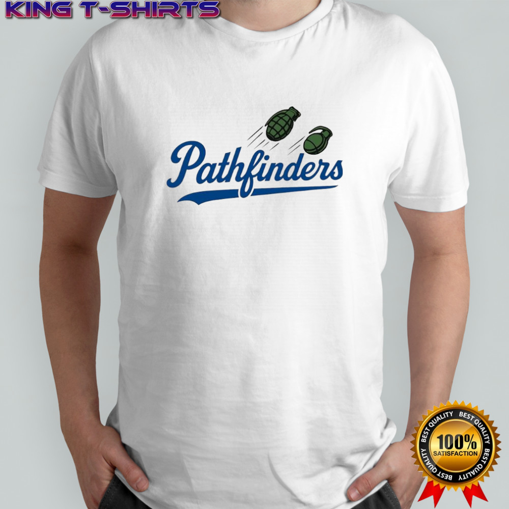 Two hand grenades Pathfinders style Los Angeles Dodgers logo parody shirt