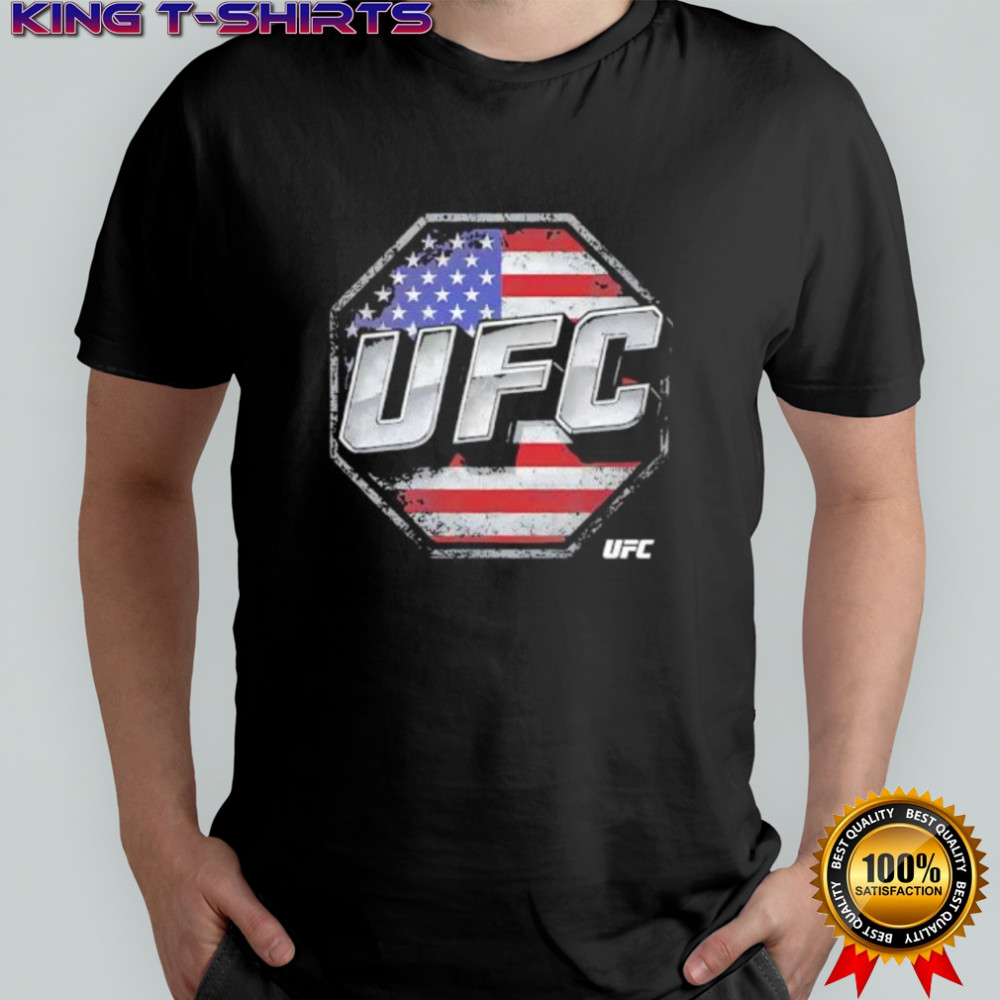 UFC octagon logo USA flag background shirt