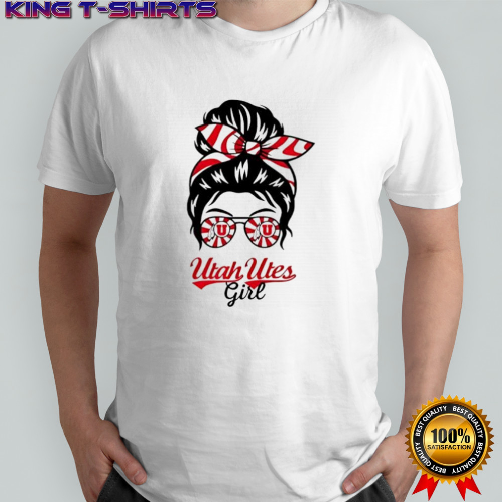 Utah Utes girl messy bun glasses shirt