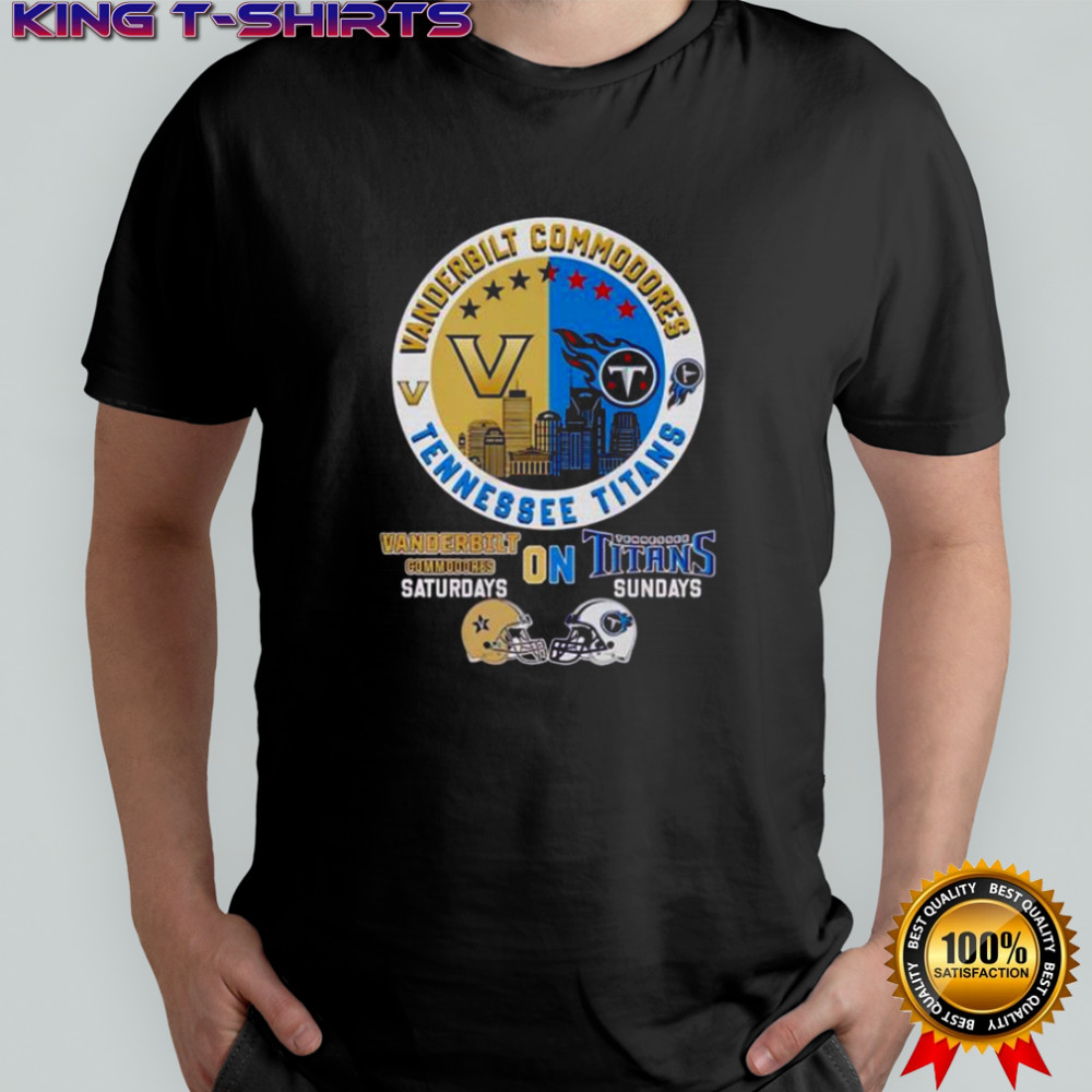 Vanderbilt Commodores On Saturdays Tennessee Titans On Sundays Skyline T-Shirt