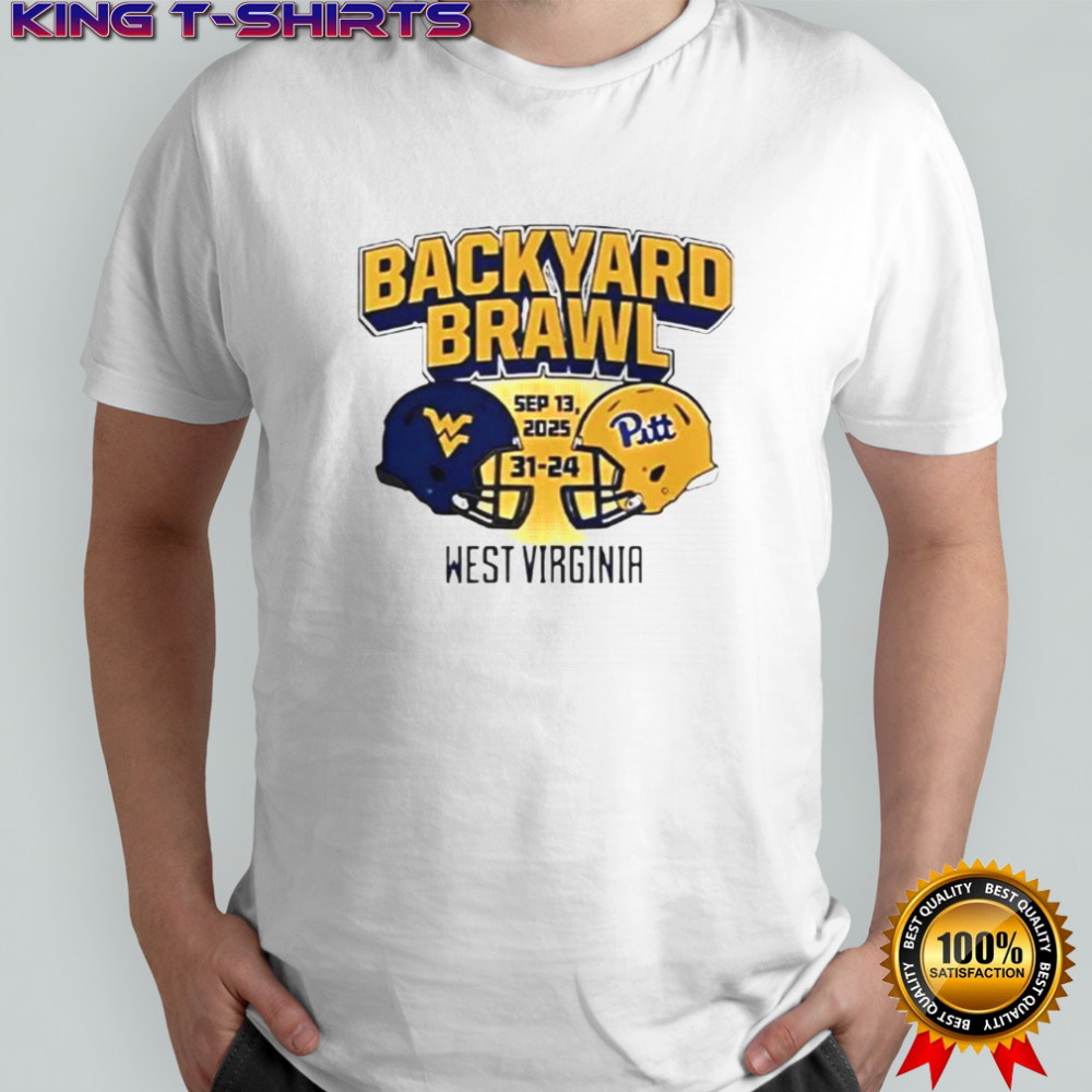 West Virginia Mountaineers Beat Pittsburgh Panthers 31-24 Backyard Brawl T-Shirt