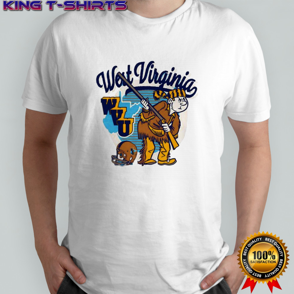 West Virginia University mountaineers throwback retro badge script shirt