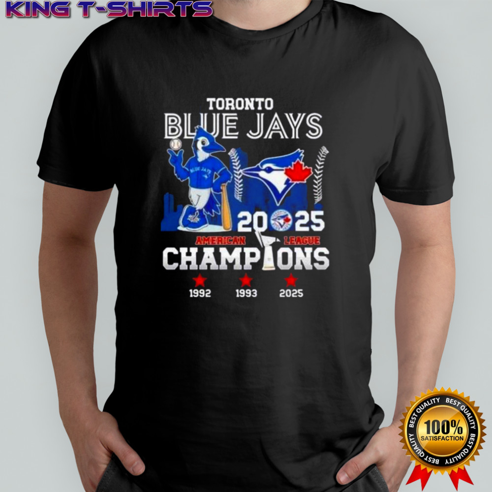 2025 American League Champions 3x Toronto Blue Jays Mascot Baseball Skyline T-Shirt