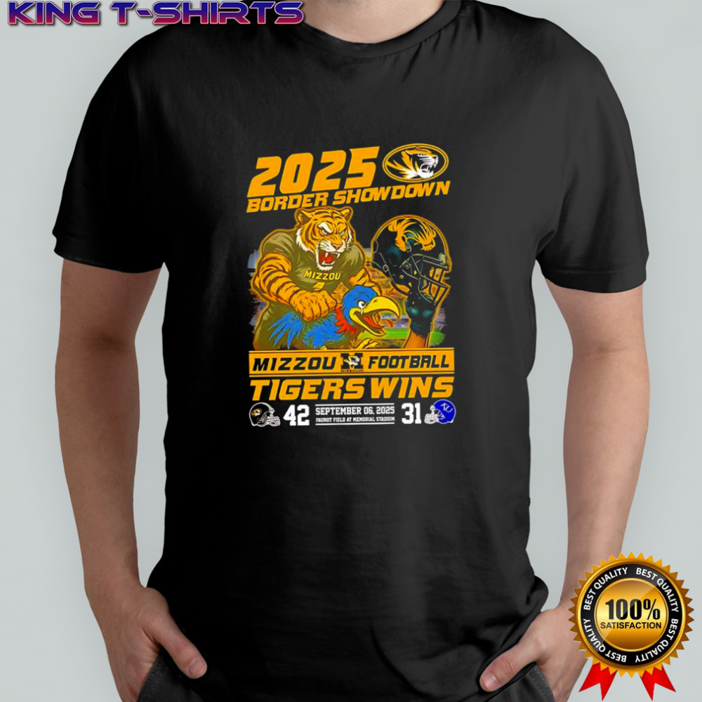 2025 Border Showdown Missouri Tigers vs Kansas Jayhawks 42-31 Faurot Field Memorial Stadium shirt