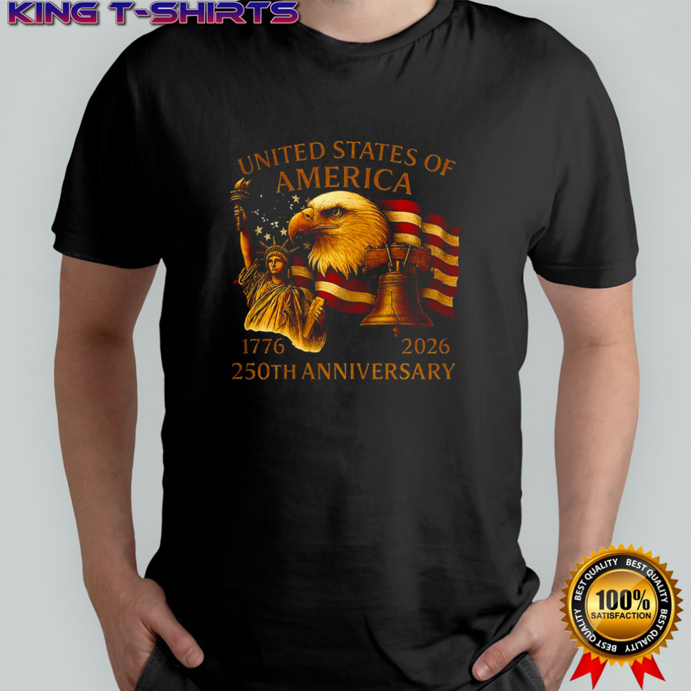 250 years anniversary USA Statue of Liberty Bald Eagle and Liberty Bell shirt