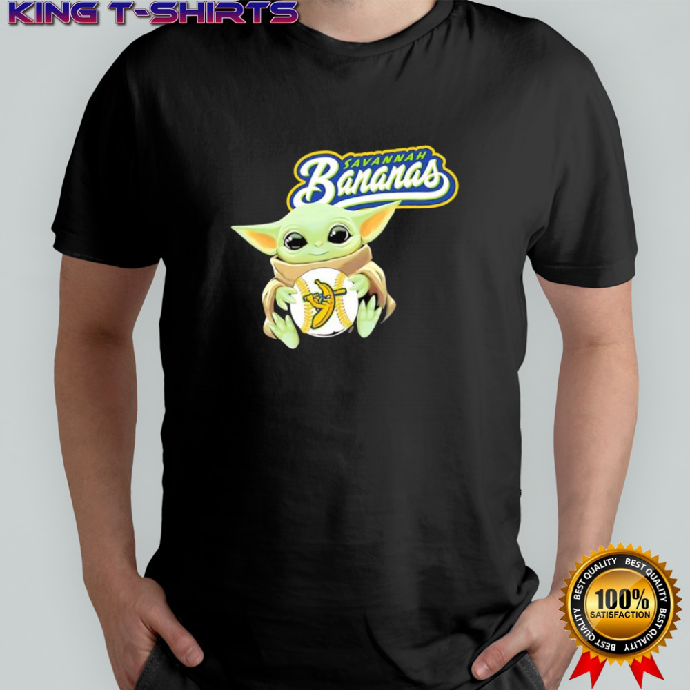 Baby Yoda with Savannah Bananas baseball team shirt