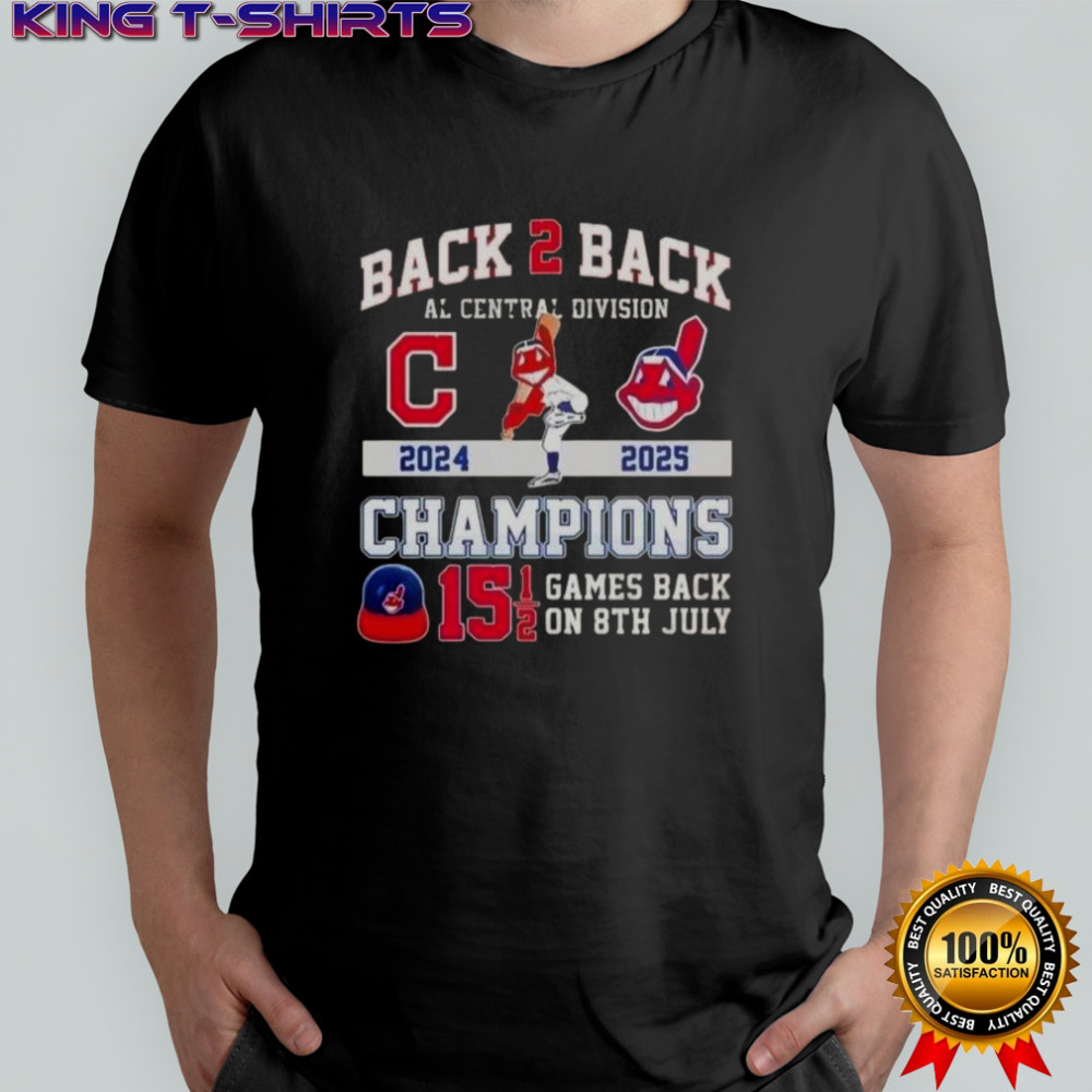 Back 2 Back 2024-25 Al Central Division Champions Cleveland Guardians Games Back On 8th July T-Shirt