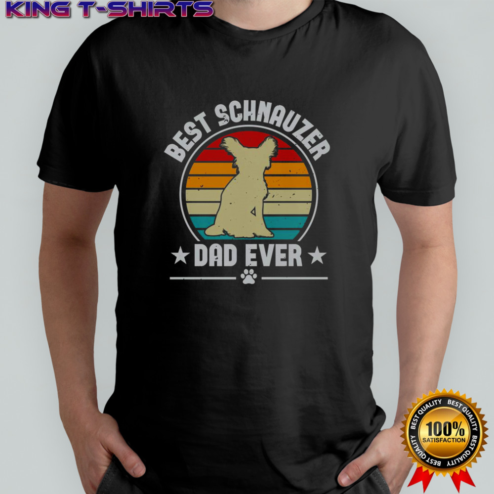 Best Schnauzer Dad Ever Vintage Retro Sunset T-Shirt