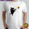 Black Cat Witch Kicking Pumpkin Funny Halloween funny shirt