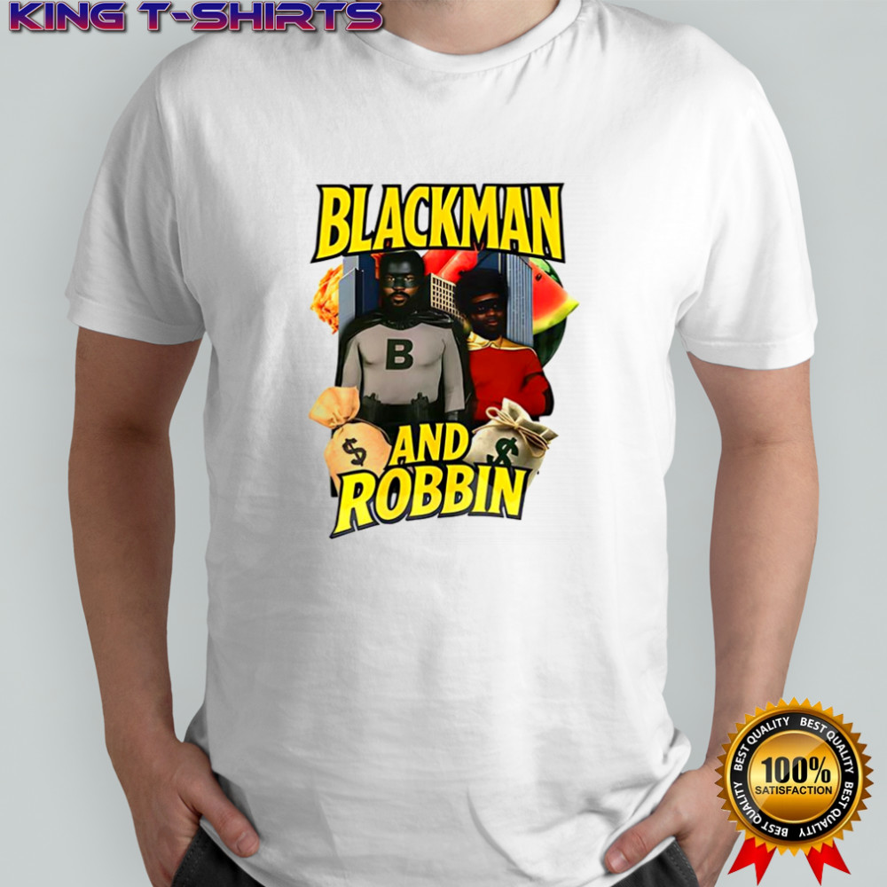 Blackman and Robbin Batman superhero parody shirt