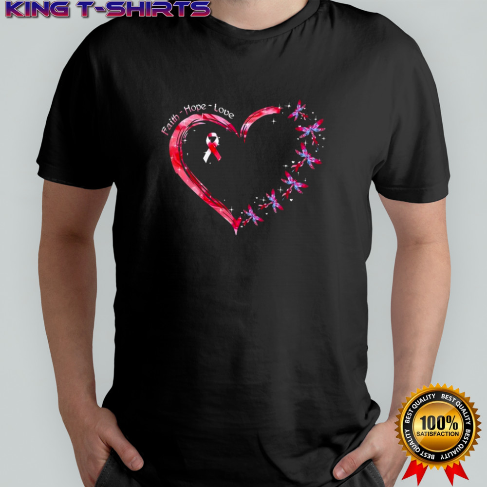 Breast Cancer Heart Dragonflies Awareness shirt