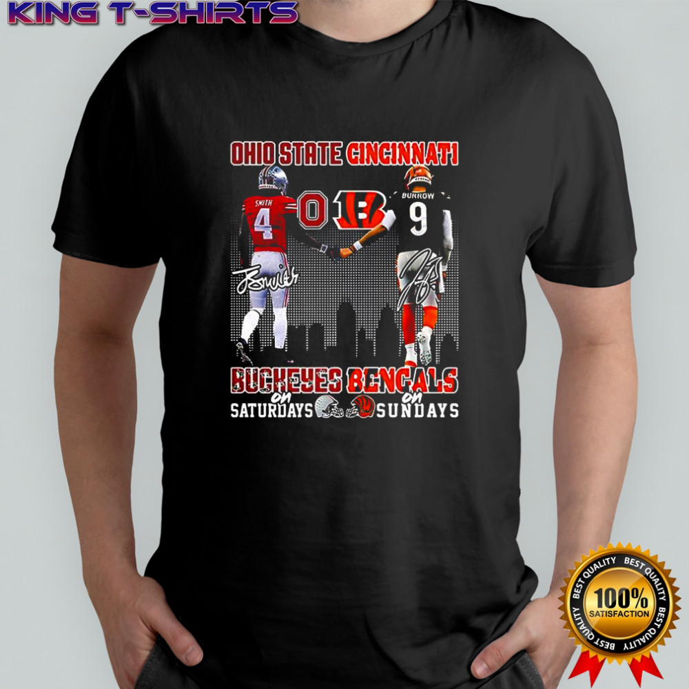 Brian Smith Ohio State Buckeyes on saturdays and Joe Burrow Cincinnati Bengals on sundays signature shirt
