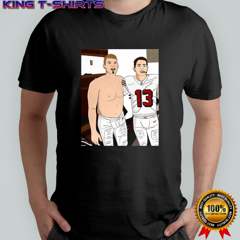 Brock Purdy and Mac Jones San Francisco 49ers football player graphic shirt