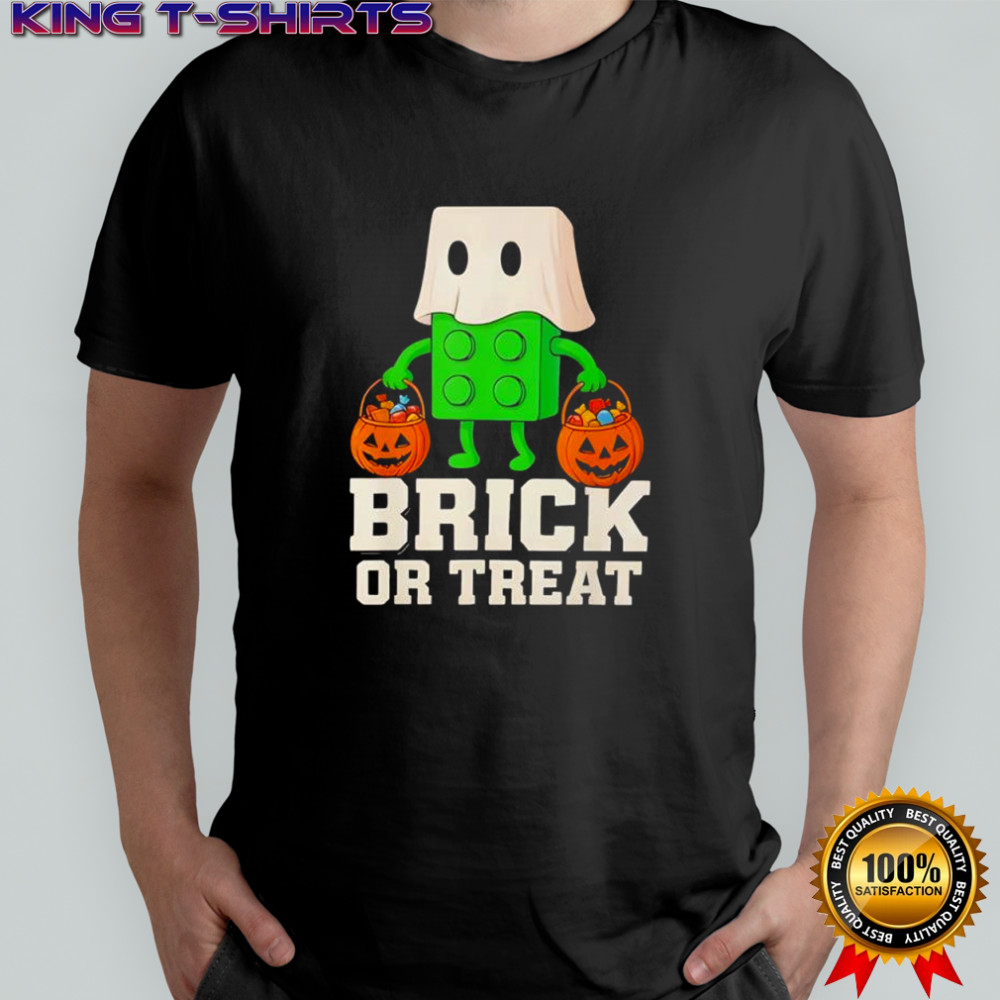 Building Bricks Halloween Brick or Treat Ghost Builder Funny shirt