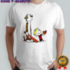 Calvin and Hobbes holding a baseball glove shirt