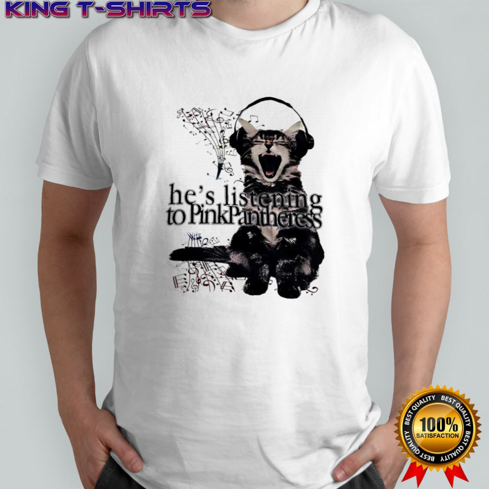 Cat he’s listening to PinkPantheress music shirt