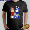 Charlie Brown and Snoopy wearing Indiana Hoosiers and Indianapolis Colts logo shirt