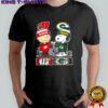 Charlie Brown and Snoopy wearing Wisconsin Badgers and Green Bay Packers logo shirt