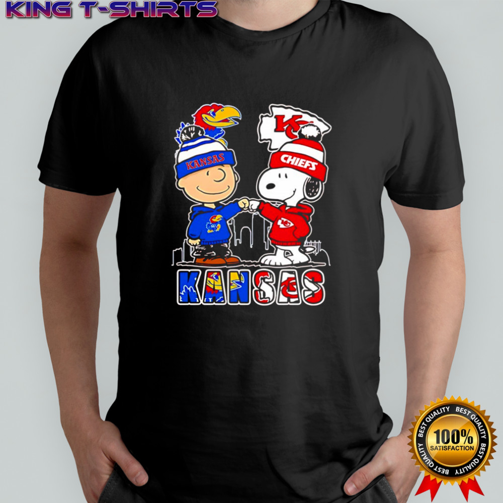 Charlie Brown and Snoopy x Kansas Jayhawks and Kansas City Chiefs shirt