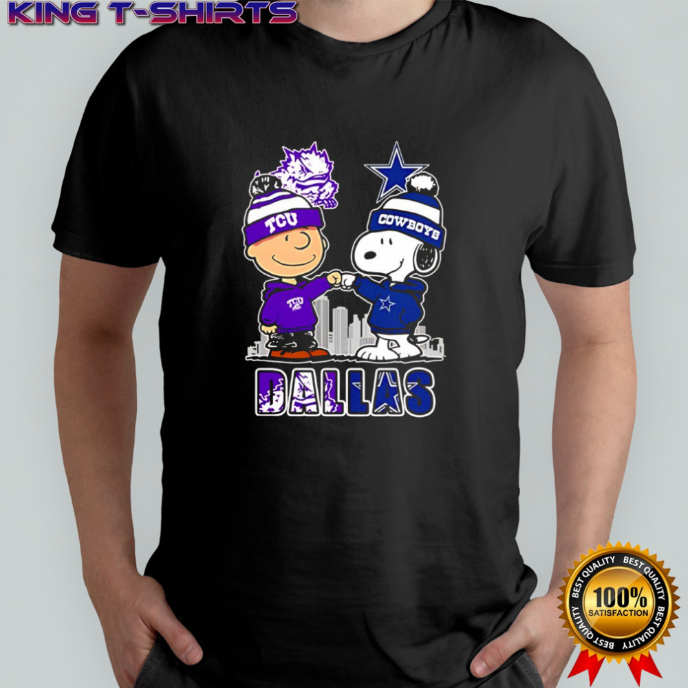 Charlie Brown and Snoopy x Texas Christian University Horned Frogs and Dallas Cowboys shirt