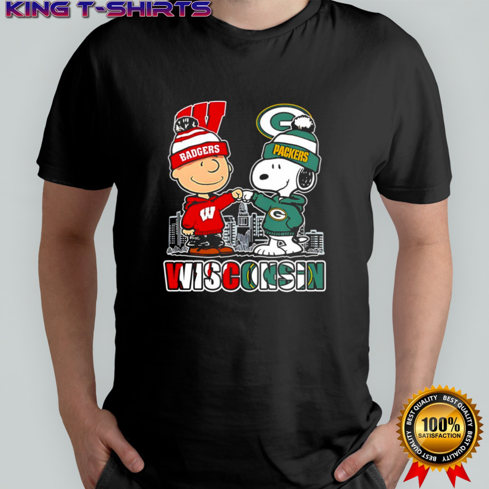 Charlie Brown and Snoopy x Wisconsin Badgers and Green Bay Packers shirt