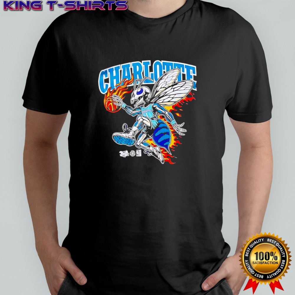Charlotte Hornets mascot skeleton burning player NBA shirt