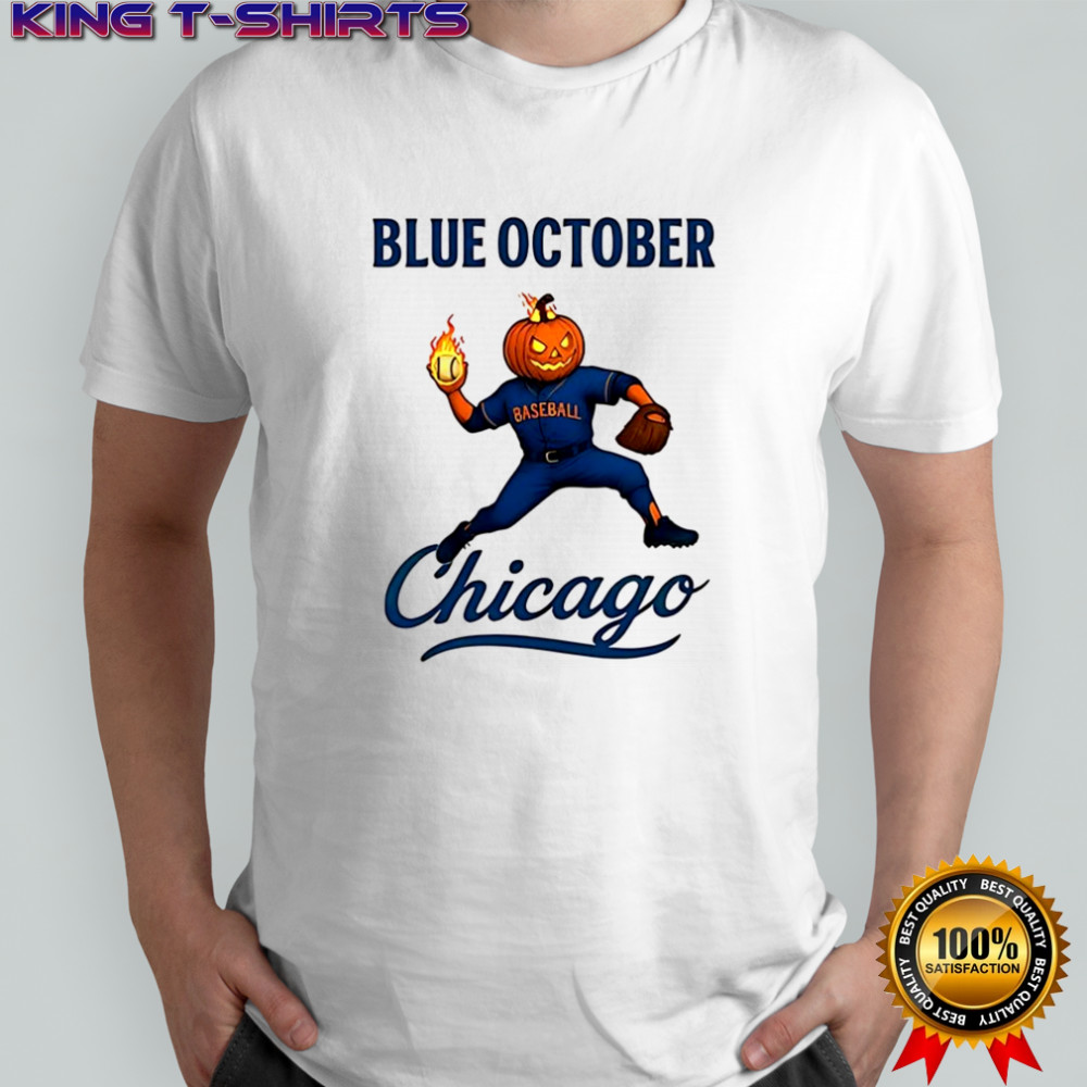 Chicago Cubs baseball blue october pumpkin head Halloween shirts