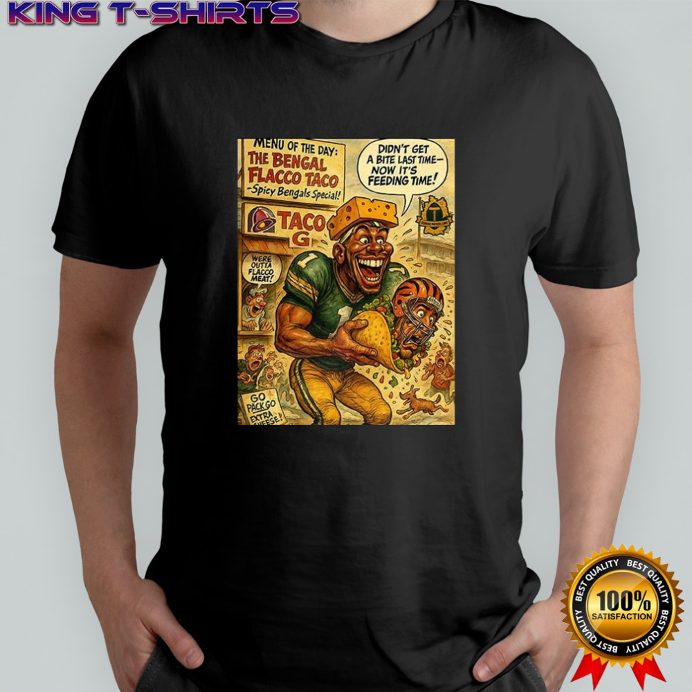 Cincinnati Bengals vs Green Bay Packers NFL 2025 The Bengal Flacco Taco caricature shirt