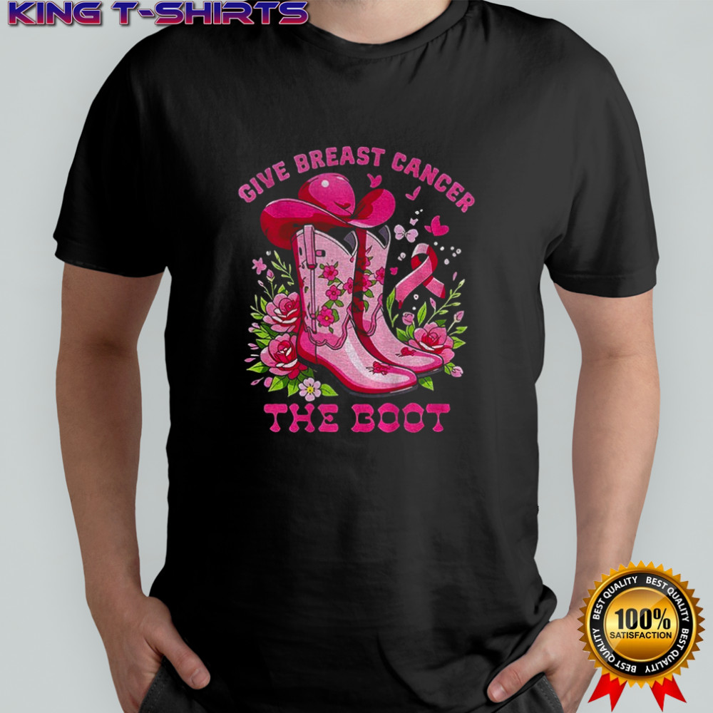 Cowboy boot give breast cancer the boot vintage shirt