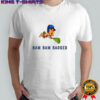Davis Schneider wearing a Bam Bam Barger MLB shirt