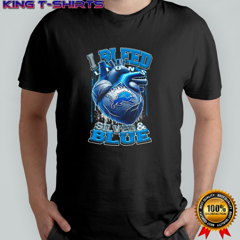 Detroit Lions NFL I bleed Lions silver and blue heart football lovers shirt