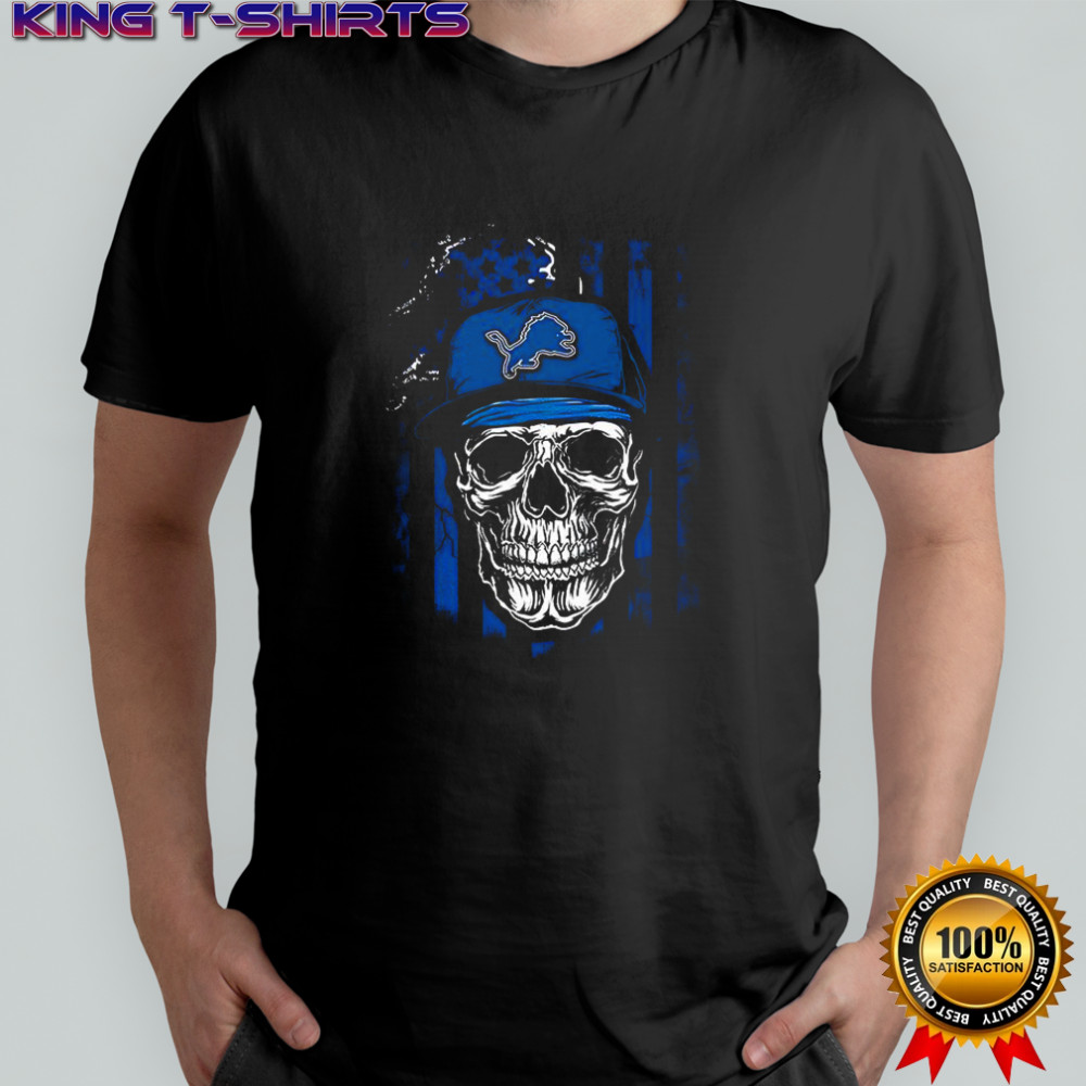 Detroit Lions NFL skull American flag football lover shirt