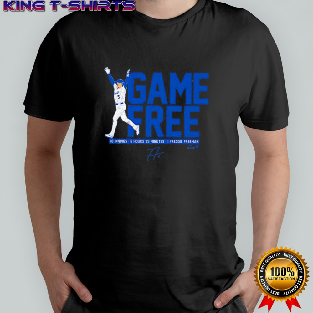 Freddie Freeman Game Free 18 innings 6 hours 39 minutes signature shirt