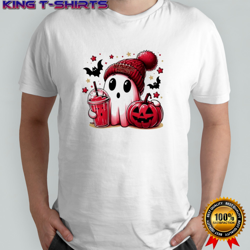 Ghost Halloween x San Francisco 49ers football beanie pumpkin bats shirt