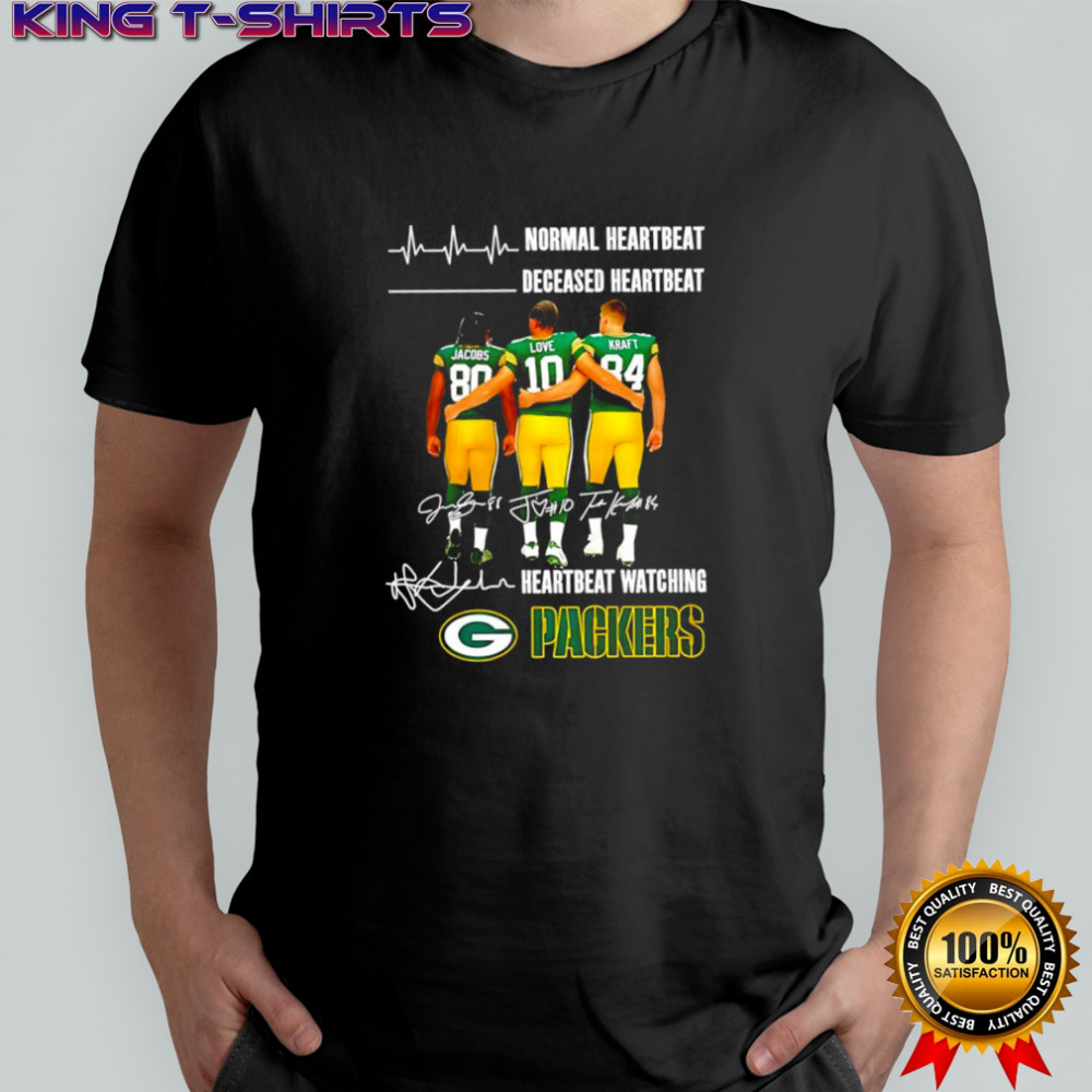 Green Bay Packers players normal heartbeat deceased heartbeat heartbeat watching Packers signatures shirt