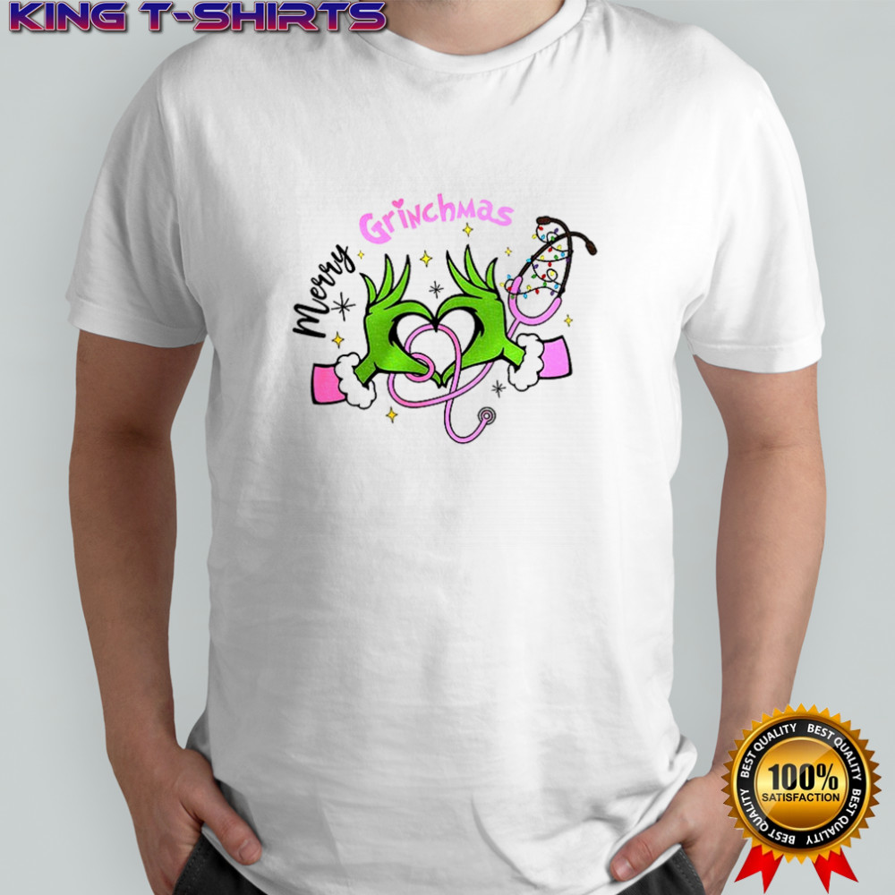 Grinch nurse love hand Merry Grinchmas Merry Christmas shirt
