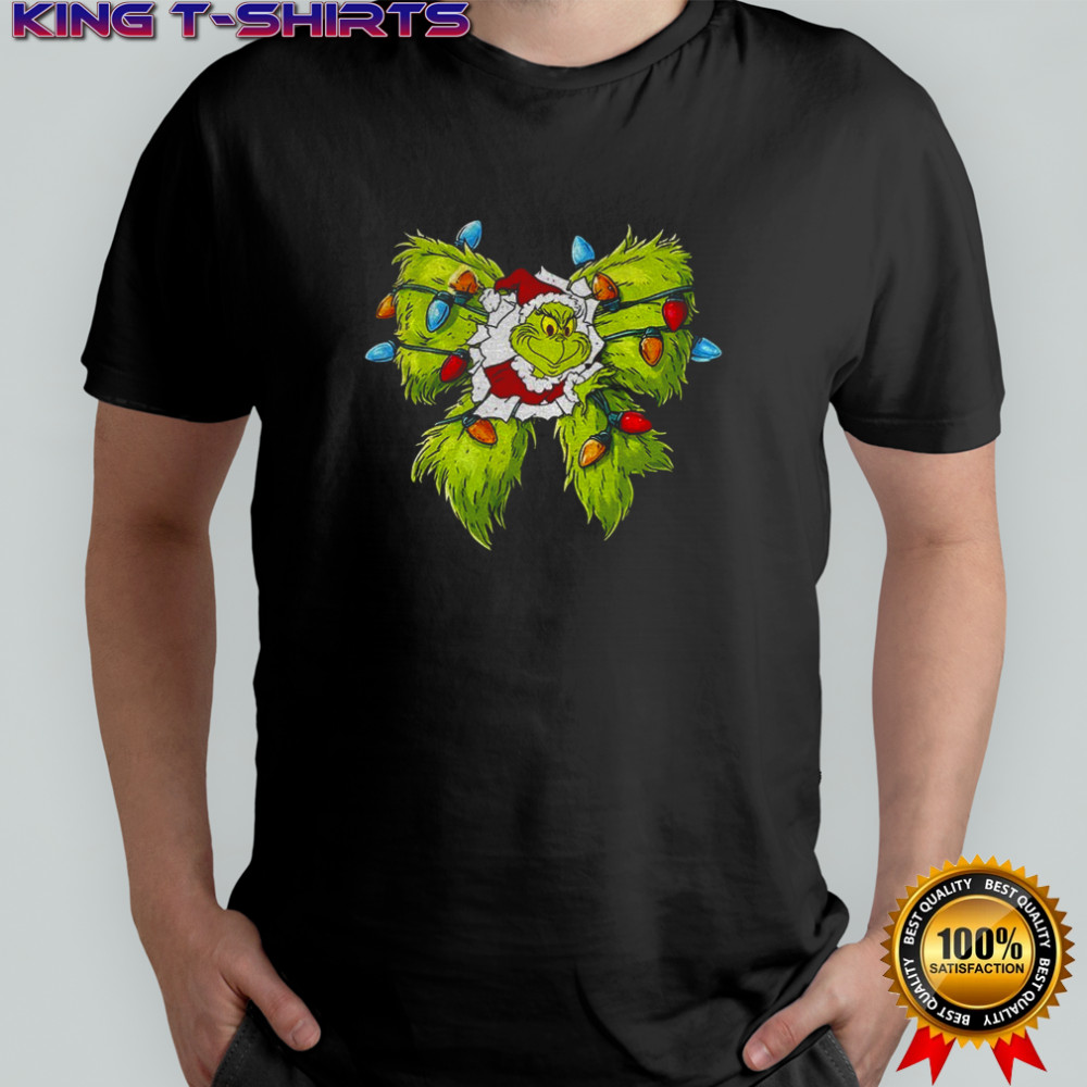 Grinch Santa hat bow Christmas 2025 shirt