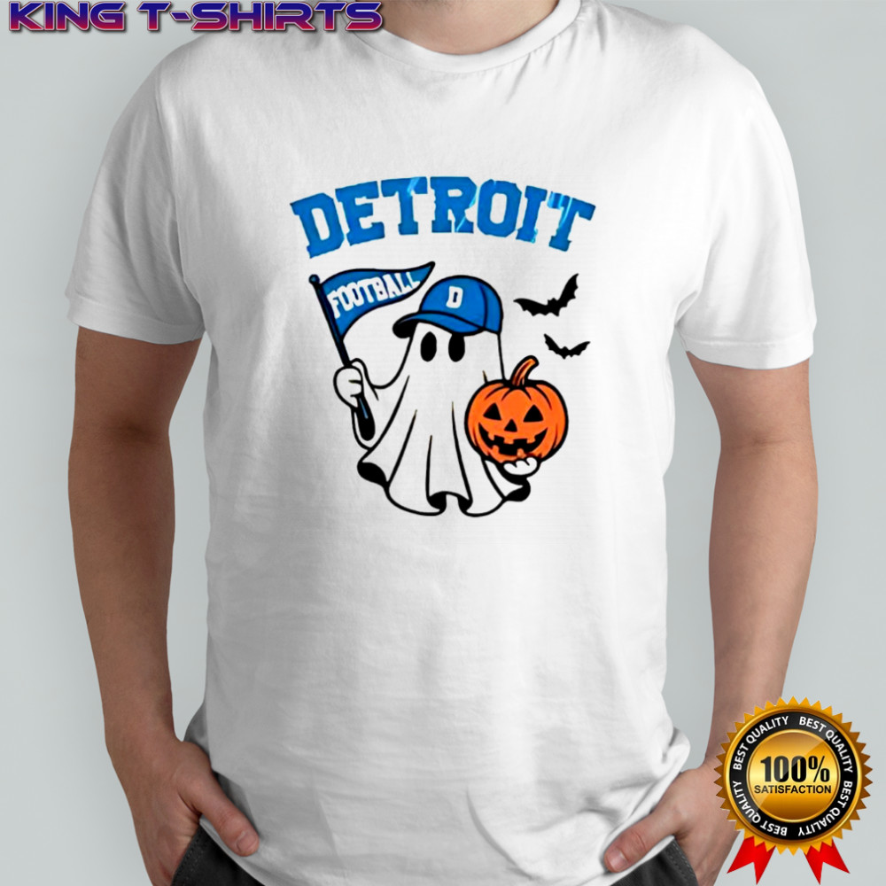 Halloween Ghost Detroit Lions Football flag pumpkin shirt